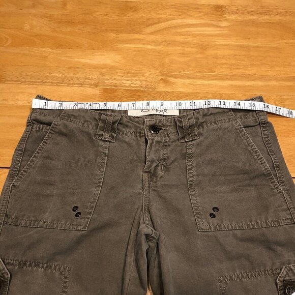 Zara Love Trf XX Cargo Khaki Green Capri Drawstring Jean 100% Cotton Women Sz 4 - Picture 12 of 16